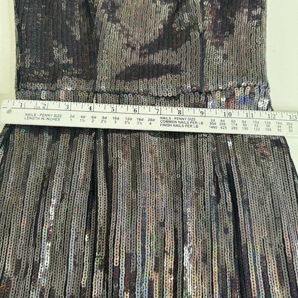 Dress The Population Dress Strapless Sequin Fringe Black Iridescent Size XS NEW - Picture 9 of 11